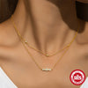 Light Luxury S925 Sterling Silver Fourleaf Clover Oval Shape Exquisite Adjustable Elegant Collarbone Necklace For Women With Zirconia Design