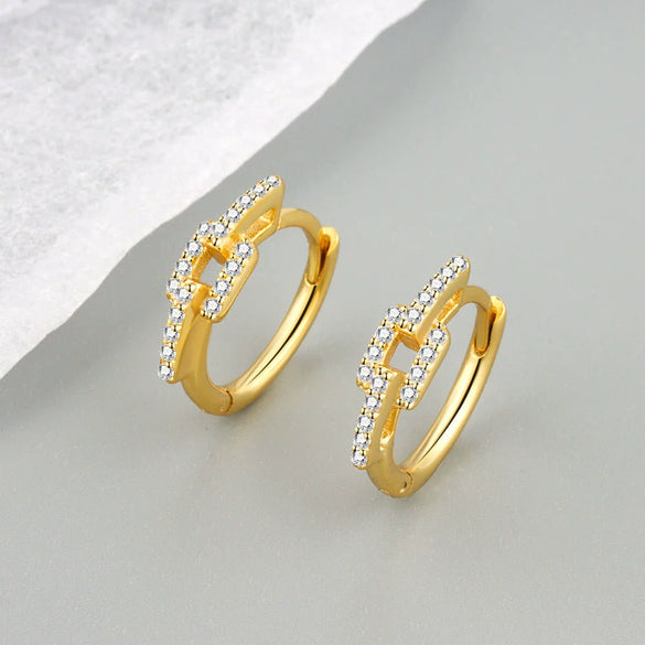Light Luxury S925 Sterling Silver Geometric Electroplated Diamond Ear Ring For Women