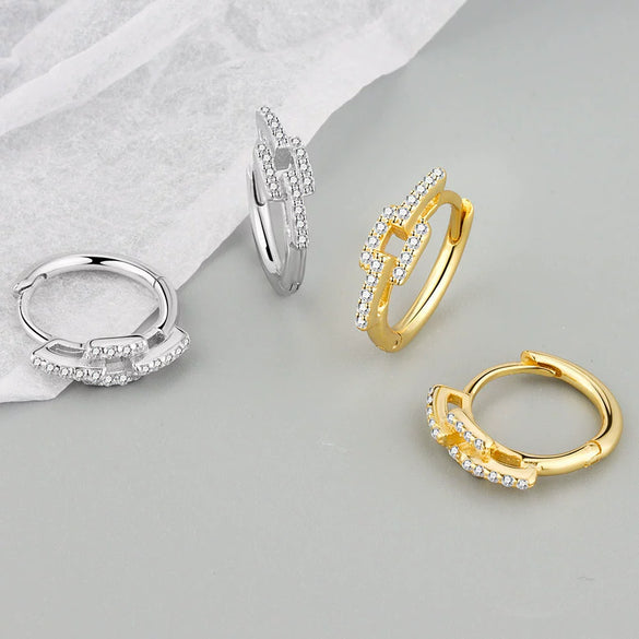 Light Luxury S925 Sterling Silver Geometric Electroplated Diamond Ear Ring For Women