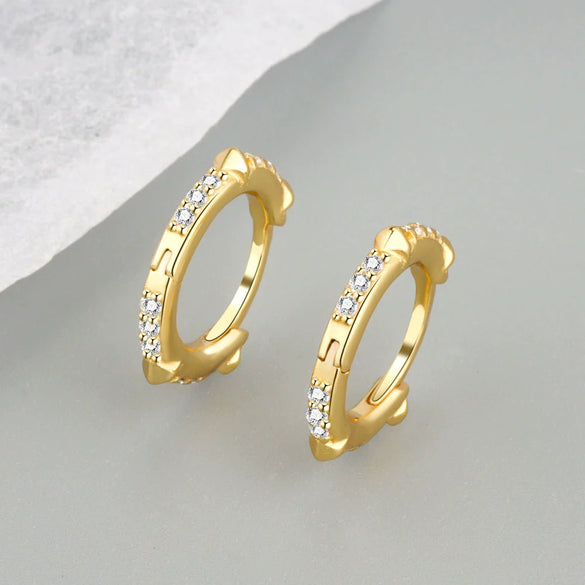 Light Luxury S925 Sterling Silver Geometric Rivet Stud Earrings With Electroplated Finish