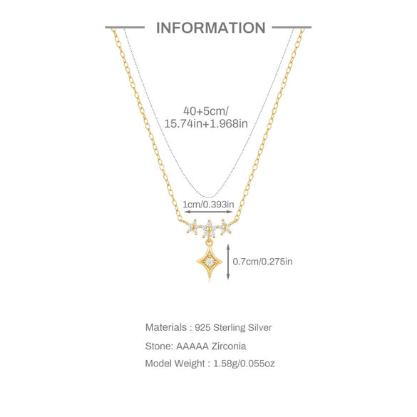 Light Luxury S925 Sterling Silver Ins Simple Style Exquisite Flower Star Geometric Design Women's Collarbone Necklace With O Chain And Electroplating