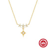 Light Luxury S925 Sterling Silver Ins Simple Style Exquisite Flower Star Geometric Design Women's Collarbone Necklace With O Chain And Electroplating