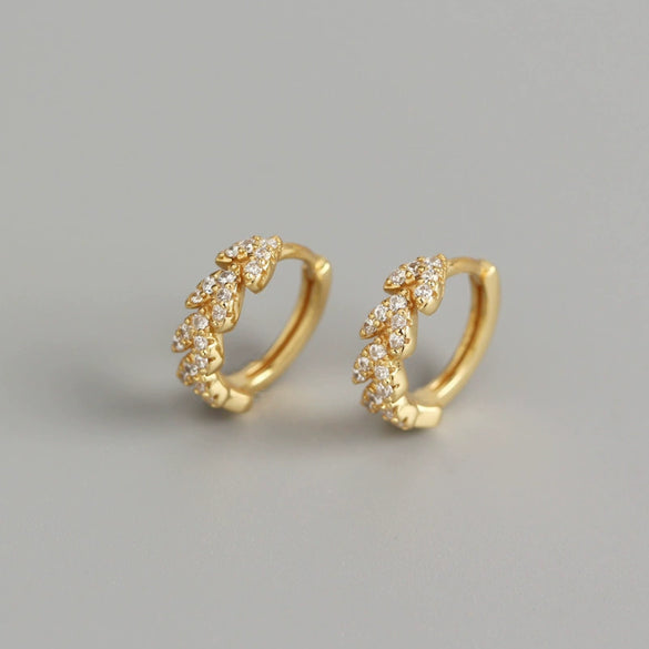 Light Luxury S925 Sterling Silver Peach Heart Leaf Diamond Ear Ring For Women With Electroplating And Flower Pattern