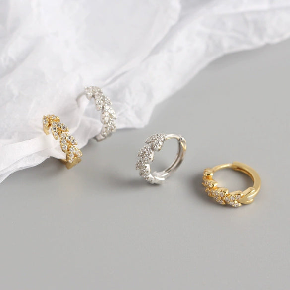 Light Luxury S925 Sterling Silver Peach Heart Leaf Diamond Ear Ring For Women With Electroplating And Flower Pattern