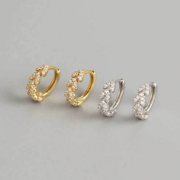 Light Luxury S925 Sterling Silver Peach Heart Leaf Diamond Ear Ring For Women With Electroplating And Flower Pattern