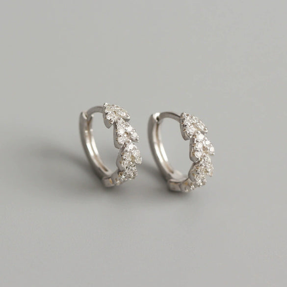 Light Luxury S925 Sterling Silver Peach Heart Leaf Diamond Ear Ring For Women With Electroplating And Flower Pattern