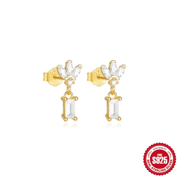 Light Luxury S925 Sterling Silver 8Shaped Infinite Symbol Geometric Horse Eye Studded Women's Earrings