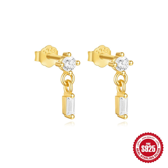 Light Luxury S925 Sterling Silver 8Shaped Infinite Symbol Geometric Horse Eye Studded Women's Earrings