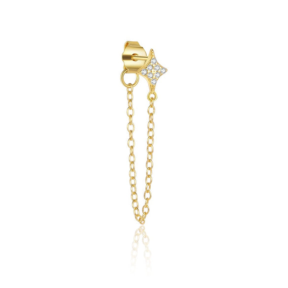 Light Luxury S925 Sterling Silver Star Earrings For Women With Flash Zircon Tassel Chain
