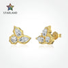Light Luxury S925 Sterling Silver Women's Earrings With Round Pearshaped Horse's Eye Threediamond Inlaid Leaf Design And Electroplating Treatment
