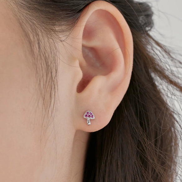 Light Luxury S925 Sterling Silver Women's Mushroom Design Electroplated Earrings