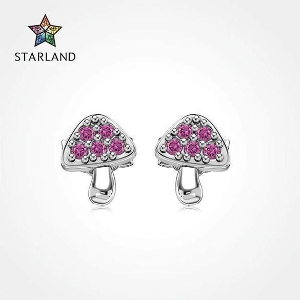 Light Luxury S925 Sterling Silver Women's Mushroom Design Electroplated Earrings