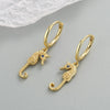 Light Luxury Seahorse Shaped Sterling Silver Earrings With Electroplated Geometric Design Fashion All Match Jewelry
