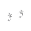 Light Luxury Silver Crystal Flower Ear Hook And Stud Earrings With Electroplated Finish For Women