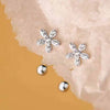 Light Luxury Silver Crystal Flower Ear Hook And Stud Earrings With Electroplated Finish For Women