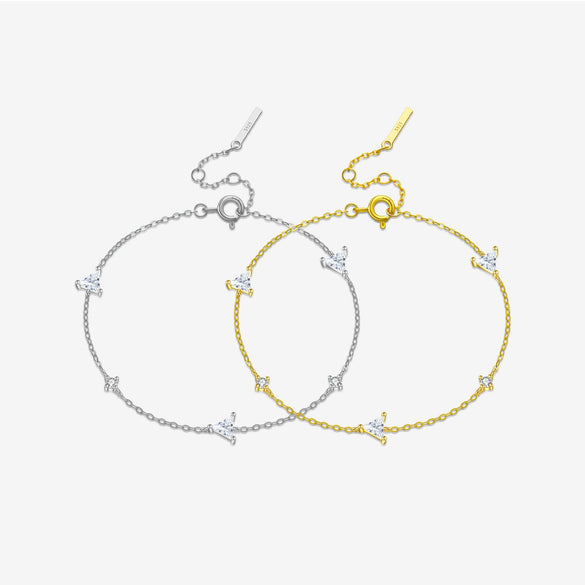 Light Luxury Simple All Match S925 Sterling Silver Women's Micro Inlaid Zircon Bracelet With Electroplated Platinum Or 18K Gold And Geometric Design