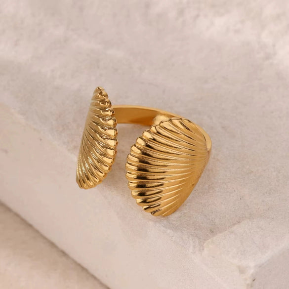Light Luxury Simple Opening Ring Imitation Pearl Stainless Steel Geometric Set With Diamonds For Women