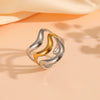 Light Luxury Simple Titanium Steel Wave Multilayer Open Ring With Electroplating For Women