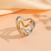 Light Luxury Simple Titanium Steel Wave Multilayer Open Ring With Electroplating For Women