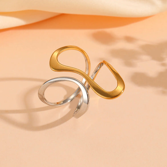 Light Luxury Simple Titanium Steel Wave Multilayer Open Ring With Electroplating For Women