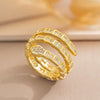 Light Luxury Snakeshaped Snake Bone Ring For Women Copper 18K Gold Plated Diamond Design Adjustable