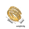 Light Luxury Snakeshaped Snake Bone Ring For Women Copper 18K Gold Plated Diamond Design Adjustable