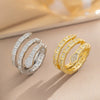 Light Luxury Snakeshaped Snake Bone Ring For Women Copper 18K Gold Plated Diamond Design Adjustable