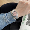 Light Luxury Square Women's Watch With Retro Roman Scale Stainless Steel Strap And Alloy Case