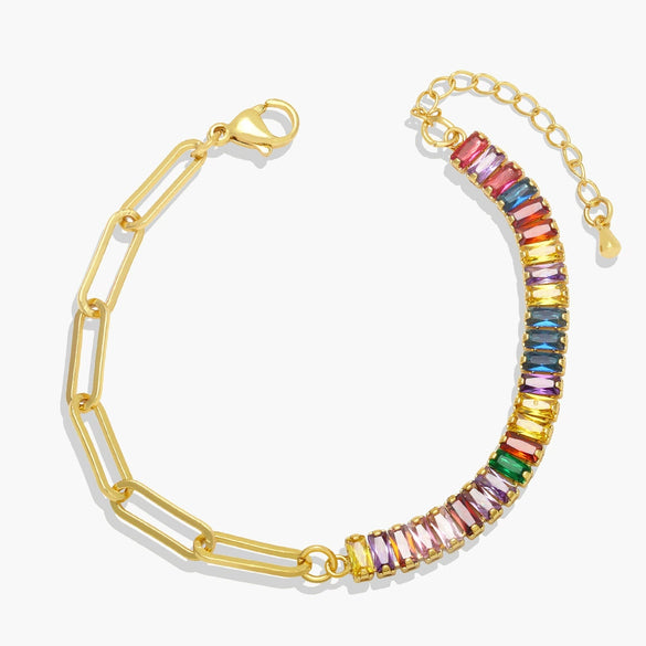 Light Luxury Square Zircon Bracelet For Women Copper Geometric Style