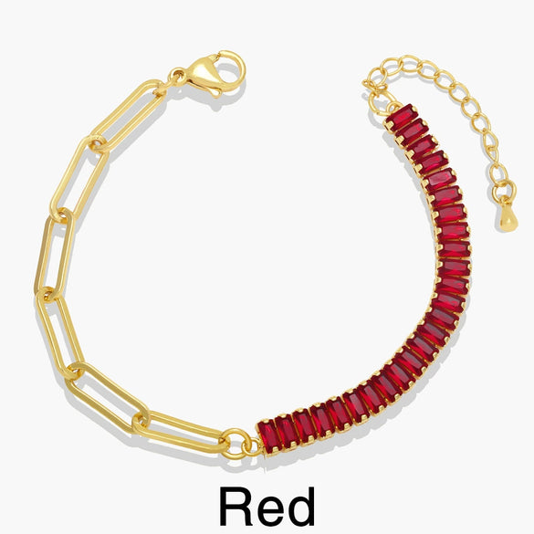 Light Luxury Square Zircon Bracelet For Women Copper Geometric Style
