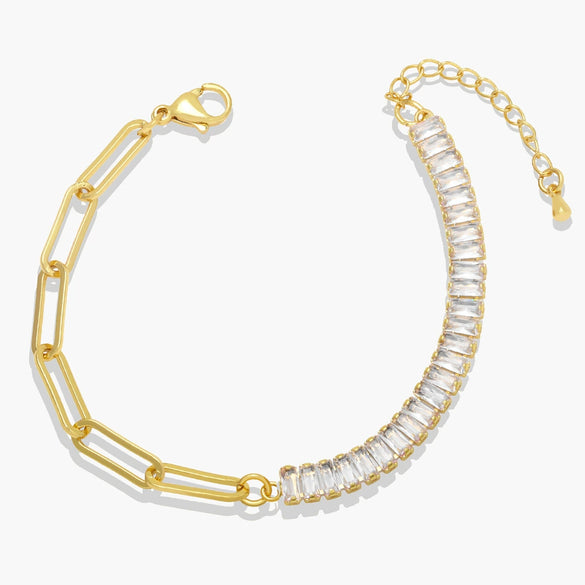 Light Luxury Square Zircon Bracelet For Women Copper Geometric Style