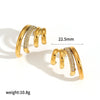 Light Luxury Stainless Steel And 18K Gold Geometric Women's Earrings Set With Diamonds