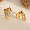 Light Luxury Stainless Steel And 18K Gold Geometric Women's Earrings Set With Diamonds