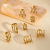 Light Luxury Stainless Steel And 18K Gold Geometric Women's Earrings Set With Diamonds
