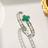 Light Luxury Stainless Steel And Titanium Steel Fritillary Hollow Lucky Clover Spring Bracelet For Women With Electroplating