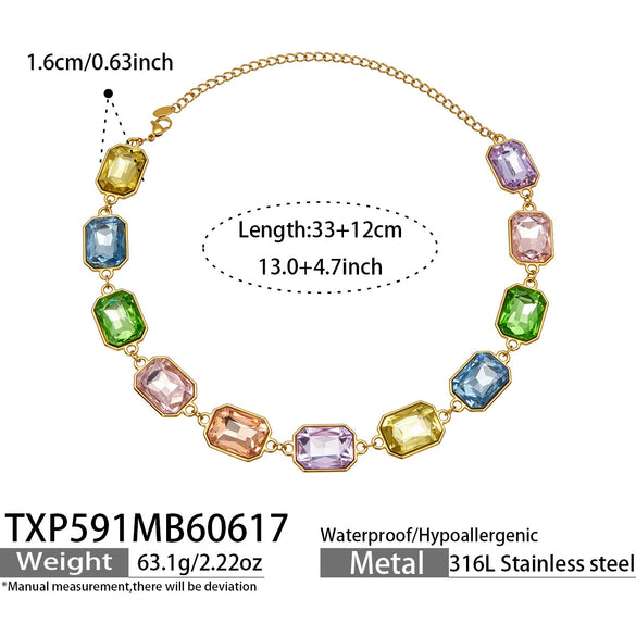 Light Luxury Stainless Steel Chain Jewelry Set With Zircon Stone Inlay And Electroplated Gold Finish Necklace And Bracelet For Women