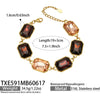Light Luxury Stainless Steel Chain Jewelry Set With Zircon Stone Inlay And Electroplated Gold Finish Necklace And Bracelet For Women
