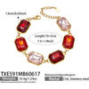 Light Luxury Stainless Steel Chain Jewelry Set With Zircon Stone Inlay And Electroplated Gold Finish Necklace And Bracelet For Women