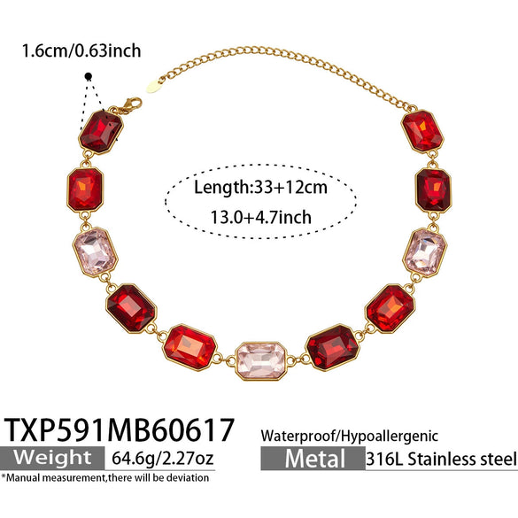 Light Luxury Stainless Steel Chain Jewelry Set With Zircon Stone Inlay And Electroplated Gold Finish Necklace And Bracelet For Women
