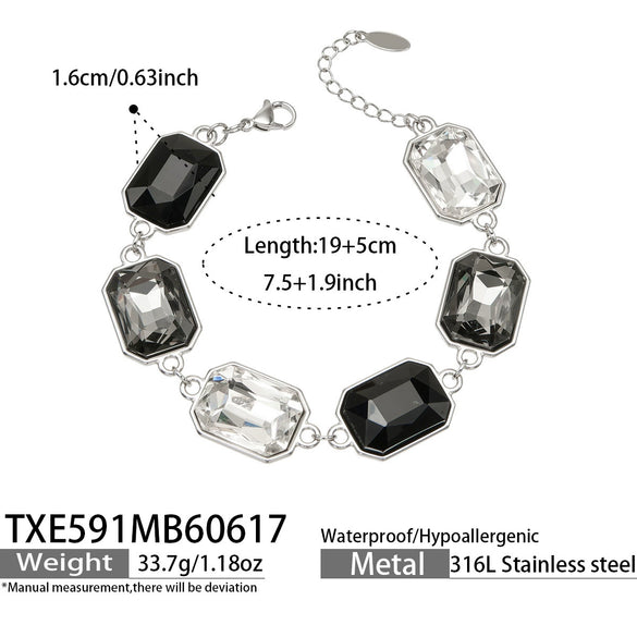Light Luxury Stainless Steel Chain Jewelry Set With Zircon Stone Inlay And Electroplated Gold Finish Necklace And Bracelet For Women