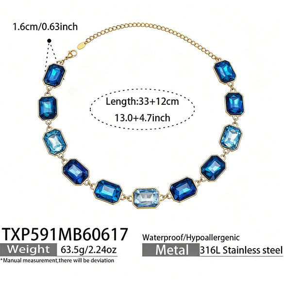 Light Luxury Stainless Steel Chain Jewelry Set With Zircon Stone Inlay And Electroplated Gold Finish Necklace And Bracelet For Women