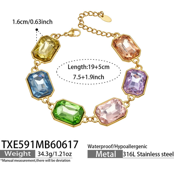 Light Luxury Stainless Steel Chain Jewelry Set With Zircon Stone Inlay And Electroplated Gold Finish Necklace And Bracelet For Women