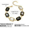 Light Luxury Stainless Steel Chain Jewelry Set With Zircon Stone Inlay And Electroplated Gold Finish Necklace And Bracelet For Women