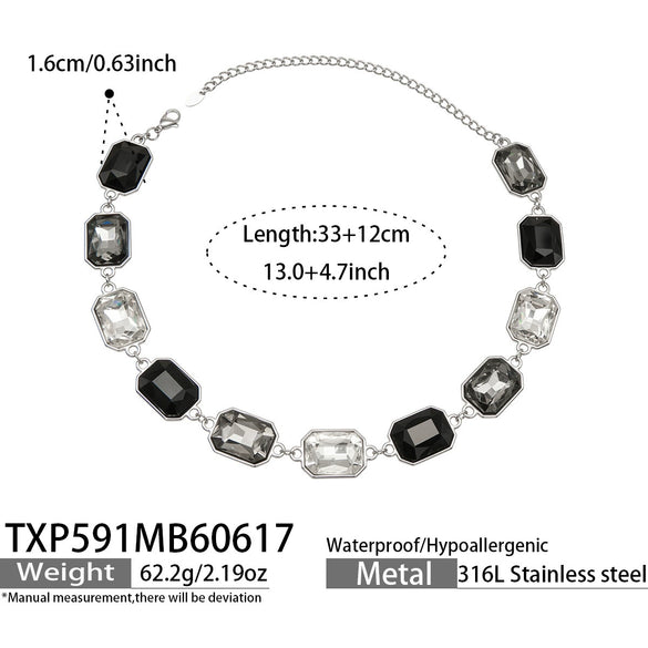 Light Luxury Stainless Steel Chain Jewelry Set With Zircon Stone Inlay And Electroplated Gold Finish Necklace And Bracelet For Women