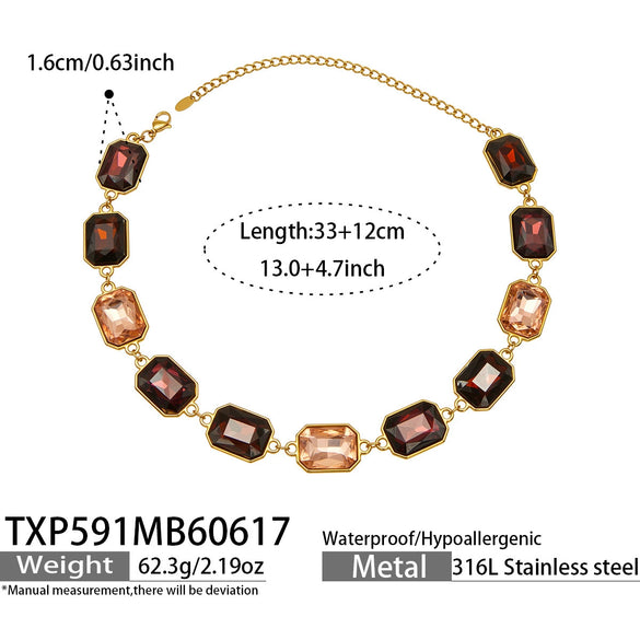 Light Luxury Stainless Steel Chain Jewelry Set With Zircon Stone Inlay And Electroplated Gold Finish Necklace And Bracelet For Women