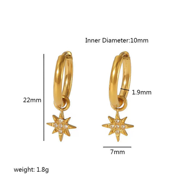 Light Luxury Stainless Steel Earrings Inlaid With Zircon Heart And Star Geometric Patterns Electroplated
