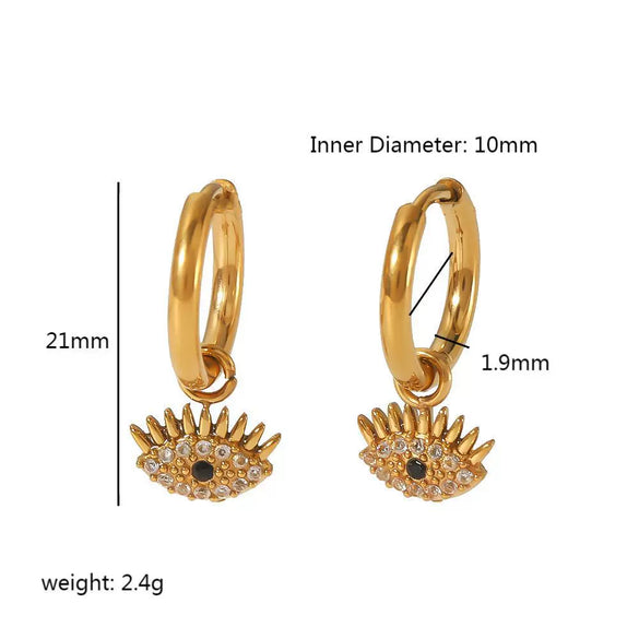 Light Luxury Stainless Steel Earrings Inlaid With Zircon Heart And Star Geometric Patterns Electroplated