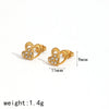 Light Luxury Stainless Steel Earrings Inlaid With Zircon Heart And Star Geometric Patterns Electroplated