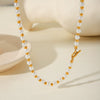 Light Luxury Stainless Steel Geometric Beaded Clavicle Chain Necklace For Women Electroplated