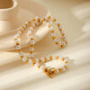 Light Luxury Stainless Steel Geometric Beaded Clavicle Chain Necklace For Women Electroplated